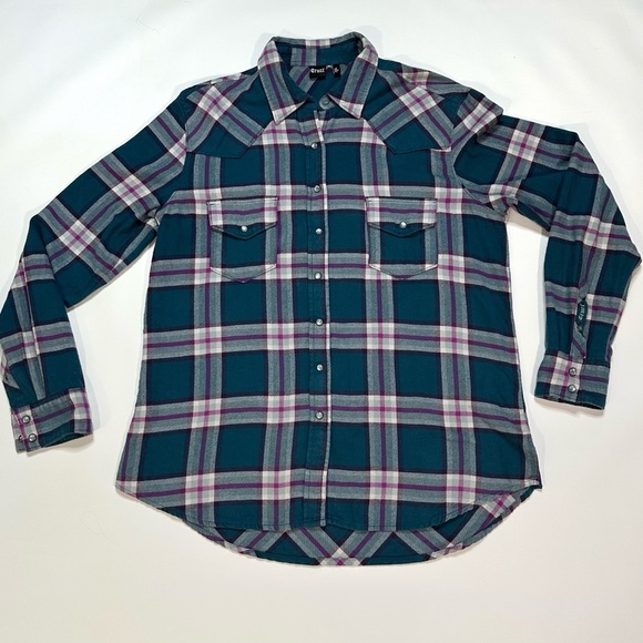 Cruel Girl Plaid Pearl Snap Shirt – Western Button Down Large - Picture 2 of 12